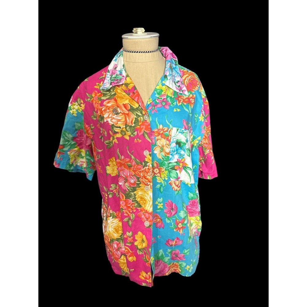 Karen Kane Cotton Floral Tropical blouse Made in USA Size 10 - Picture 1 of 5